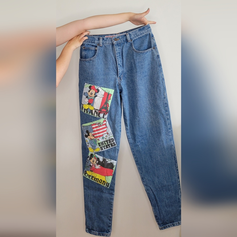 Vintage Disney Mickey's World Tour Patchwork Jeans